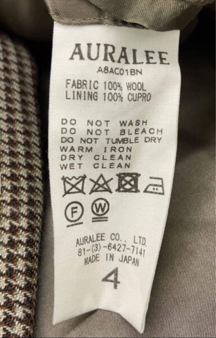 AURALEEオーラリー18AWウールダブルフェイスチェックロングコート 4