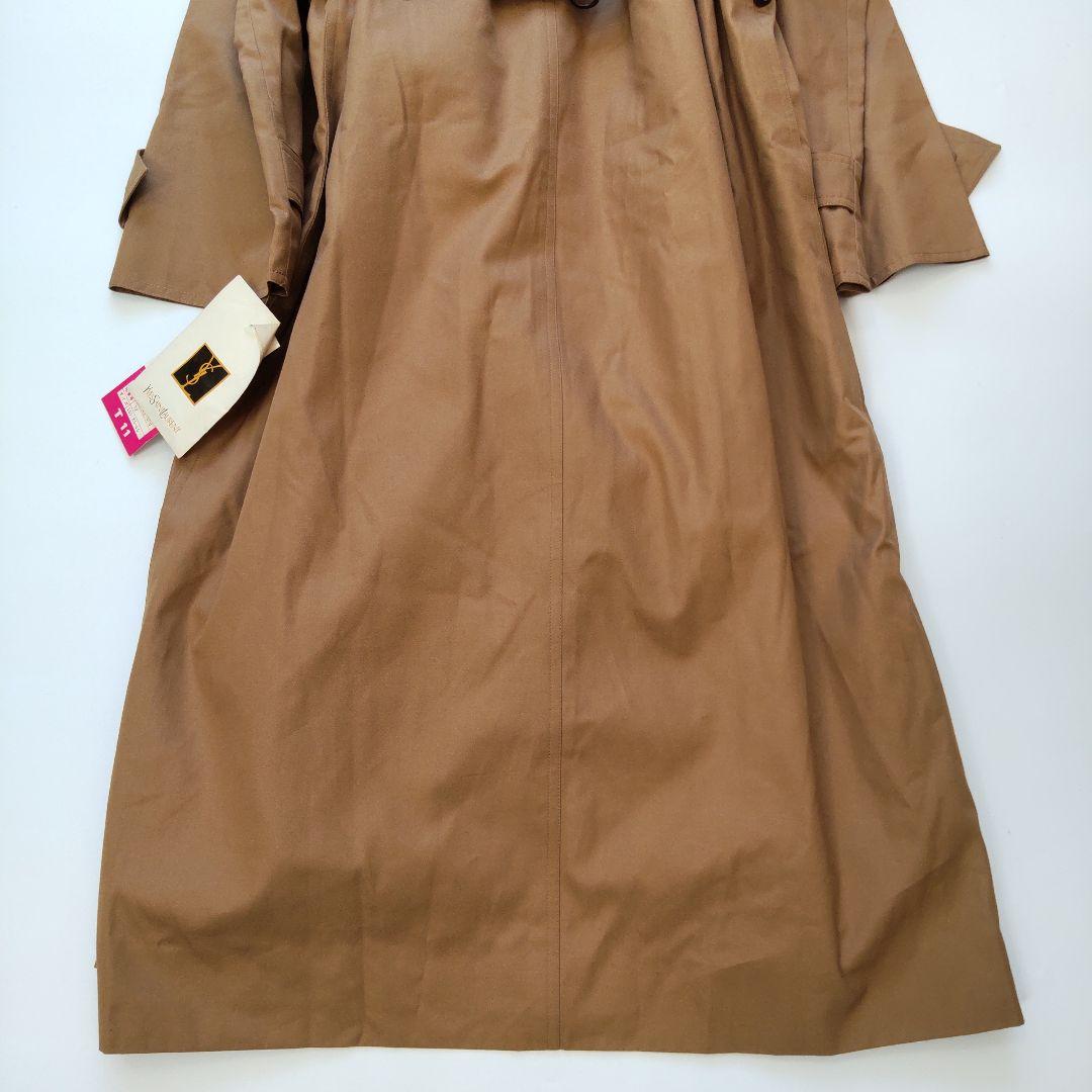 未使用 イヴサンローラン チェックライナー ベルト ロングコート 春秋 ブラウン