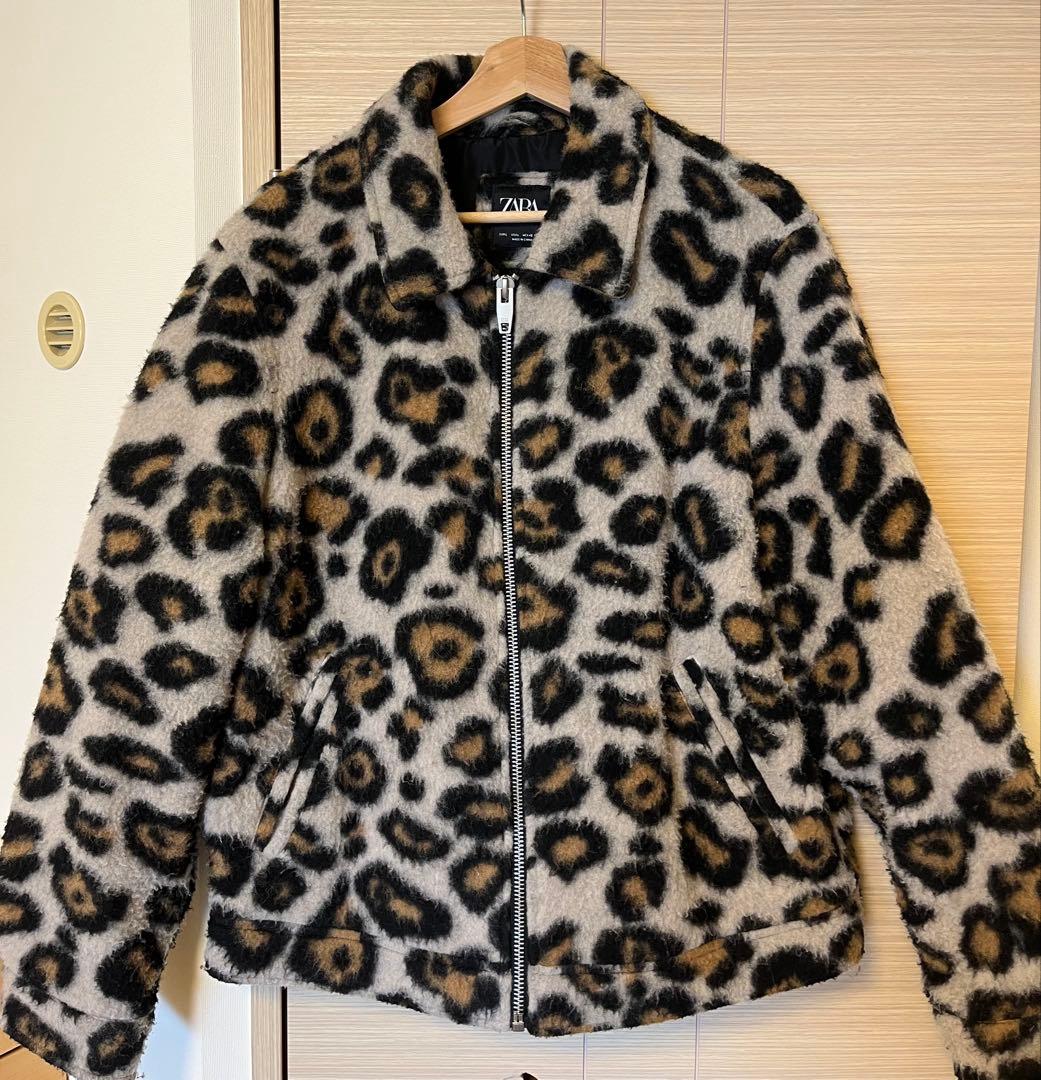 【美品】ZARAヒョウ柄ジャガードジャケット Lサイズ