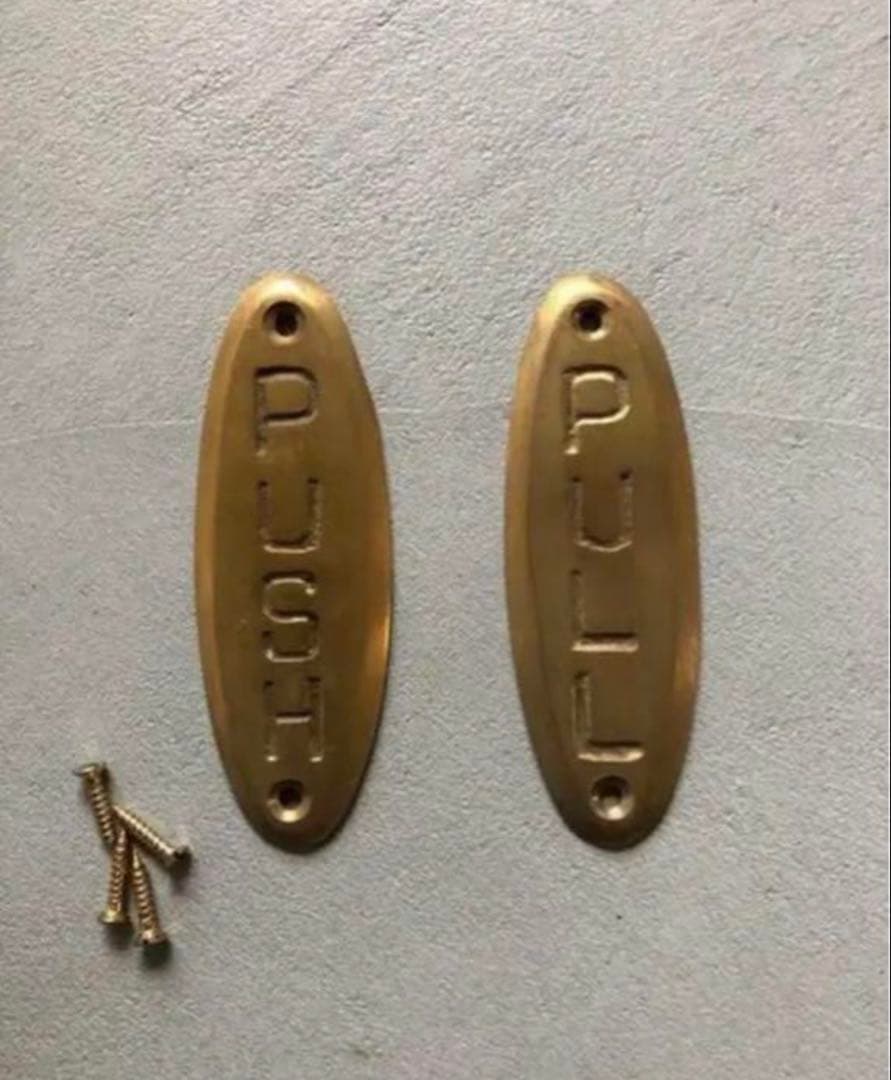 残わずか　 ドアプレート　プル　プッシュ　押す引く　真鍮　PULL PUSH