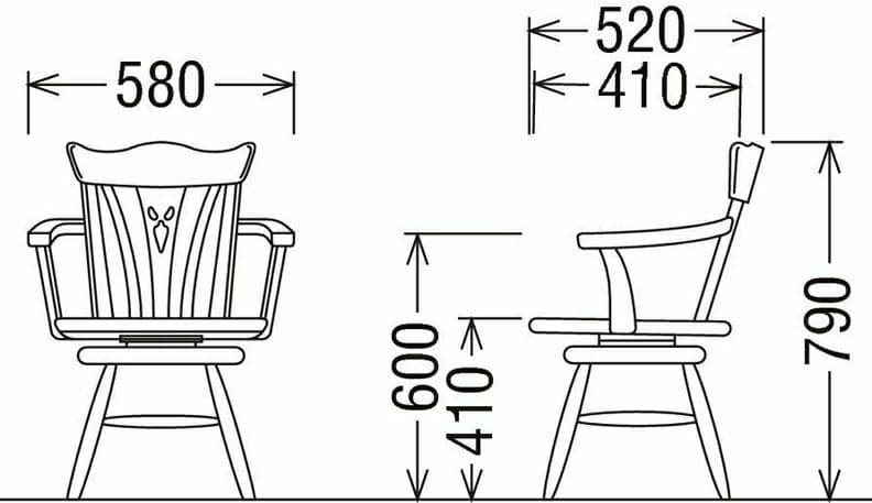 コロニアルカリモク回転式椅子