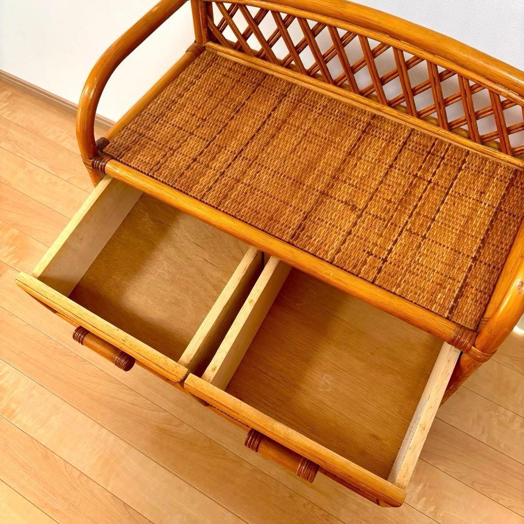 昭和レトロ ラタンチェスト 4段5杯 籐家具 アジアン家具