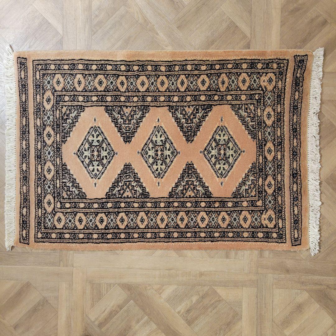 65x94cmパキスタン手織りシルク入マット(288)ギャッベ・ペルシャ