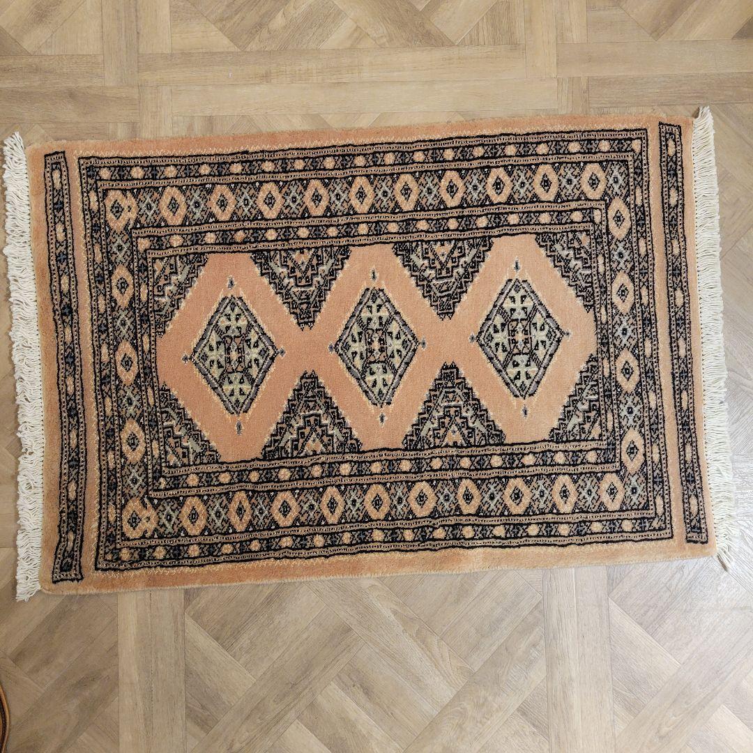 65x94cmパキスタン手織りシルク入マット(288)ギャッベ・ペルシャ