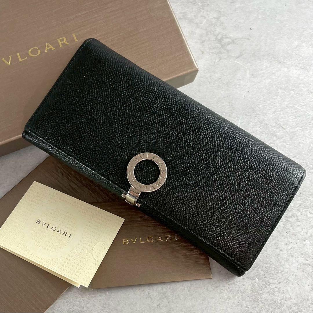BVLGARI ブルガリマン 二つ折り 長財布 ロゴクリップ IC搭載 ブラック