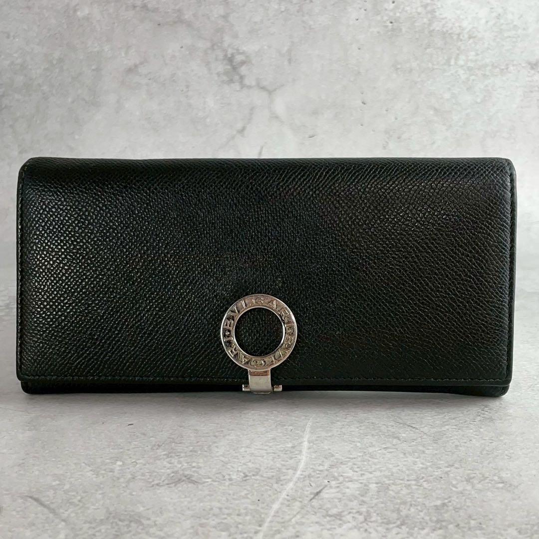 BVLGARI ブルガリマン 二つ折り 長財布 ロゴクリップ IC搭載 ブラック