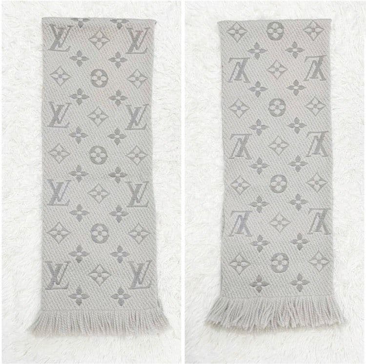 【美品】ヴィトン マフラー エシャルプ　ロゴマニア ライトグレー
