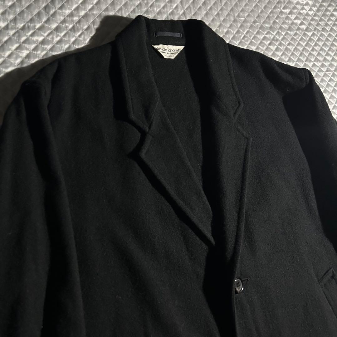 希少 80s ARCHIVE リブカフスウールオーバーコート 黒 黒の衝撃 初期