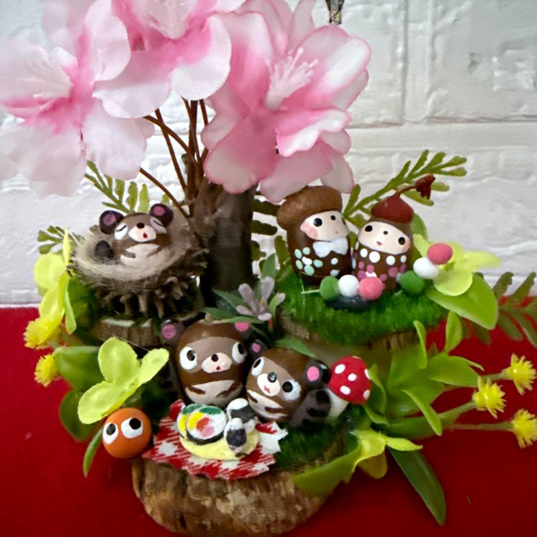 どんぐりアート♡春のメモスタンド3個&リース2個♡