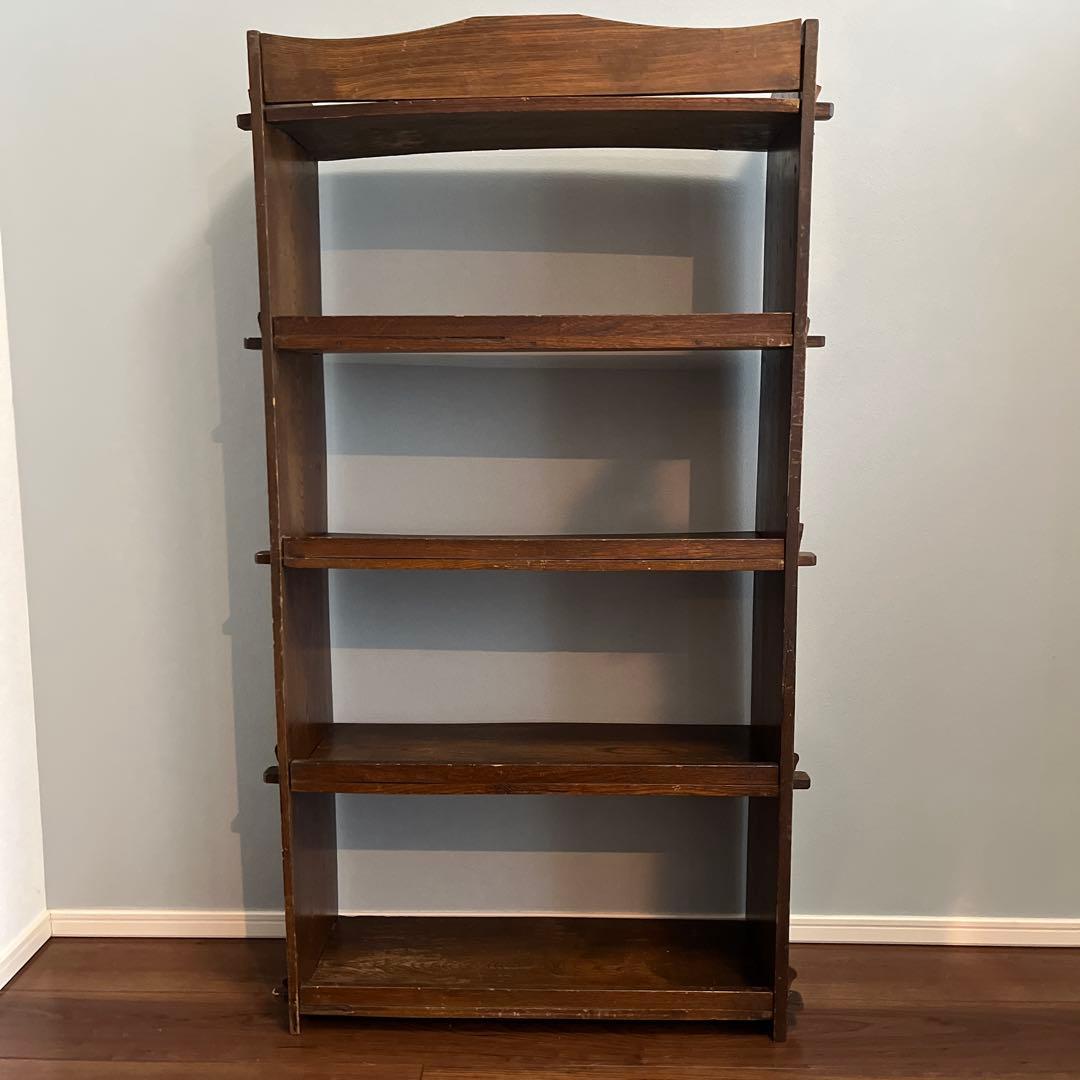 昭和レトロ　本棚　飾り棚　木製オープンシェルフ 4段 ブラウン
