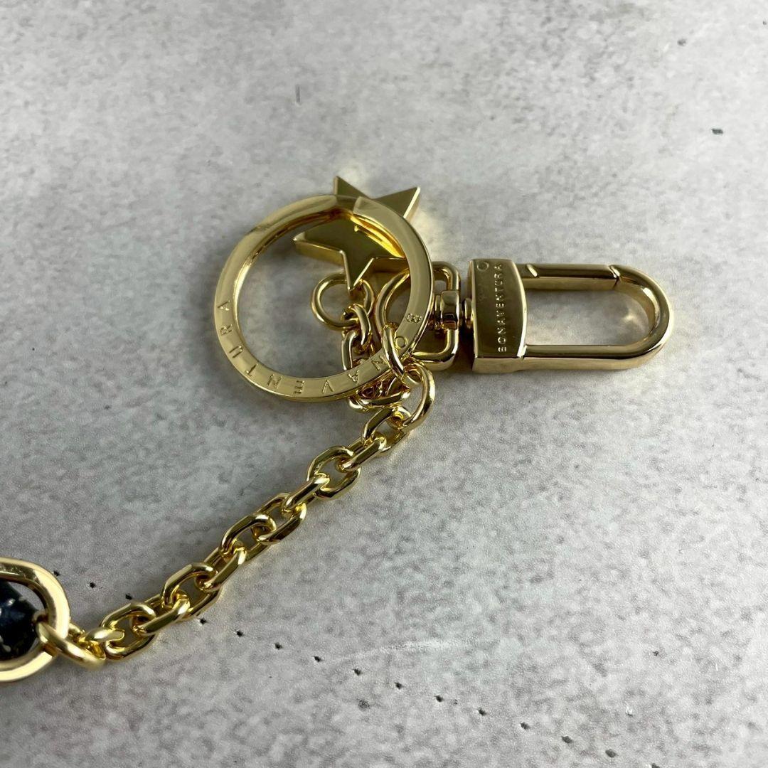 未使用級 現行●BONAVENTURA バッグチャーム キーホルダー レザー 黒
