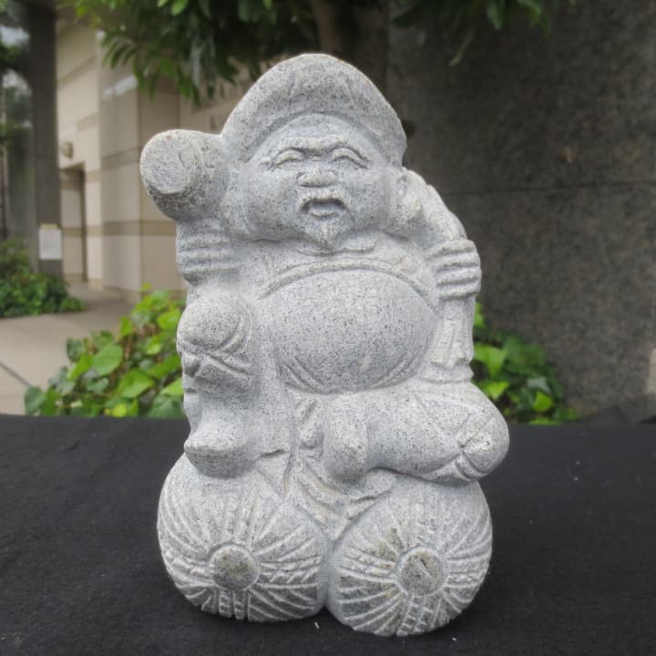 大黒天（Ｂ） 大黒様 置物 オブジェ 縁起物 雑貨 御影石 みかげ