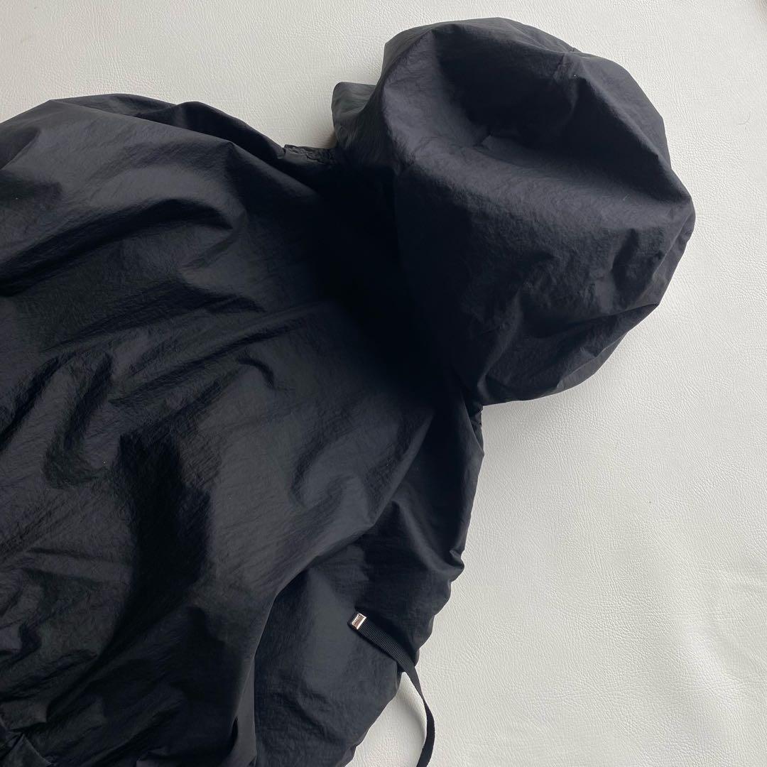 ヘルノ 袖シャーリング　スプリング　ロングコート ブラック 38　フーディ