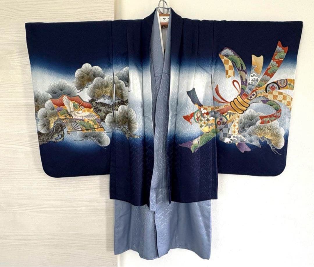 七五三 男の子 羽織り 着物 襦袢 3点セット 5歳男の子 日本製