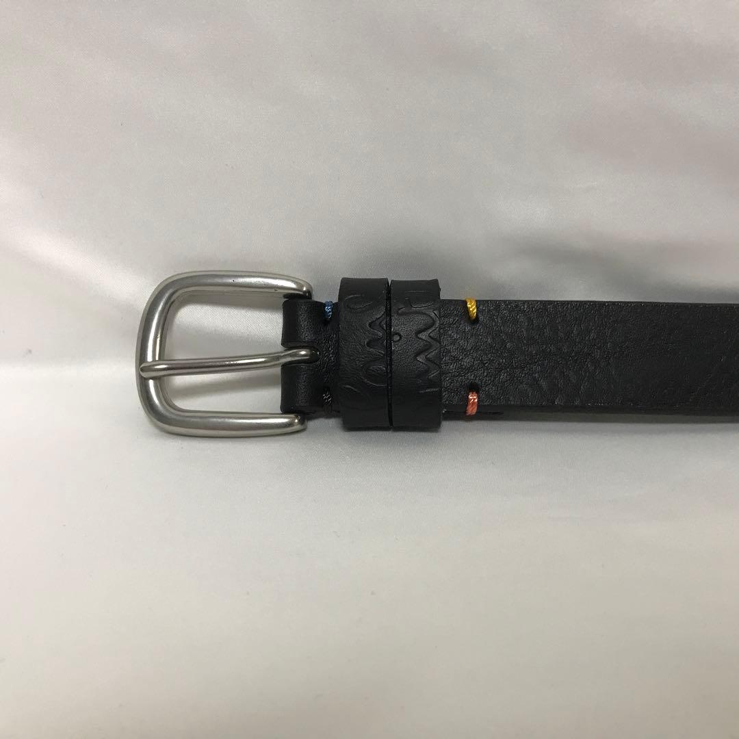 Paul Smith カラーステッチ エンボスロゴ ベルト ブラック XL