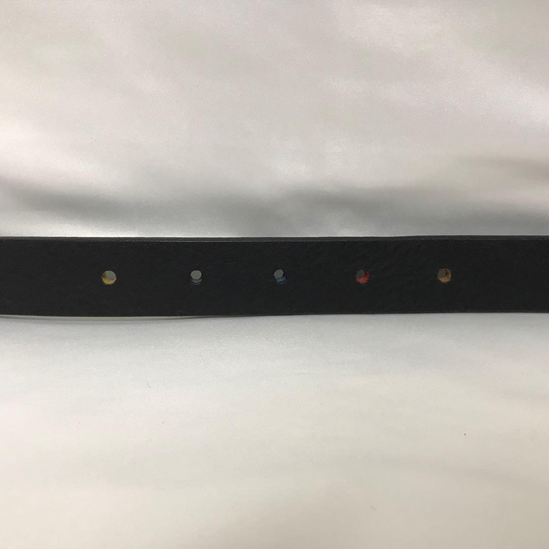Paul Smith カラーステッチ エンボスロゴ ベルト ブラック XL