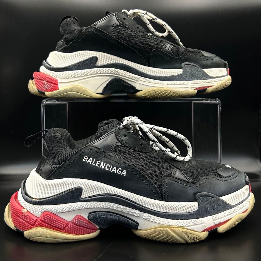 バレンシアガ トリプル S スニーカー メンズ レザー 黒 26.5cm