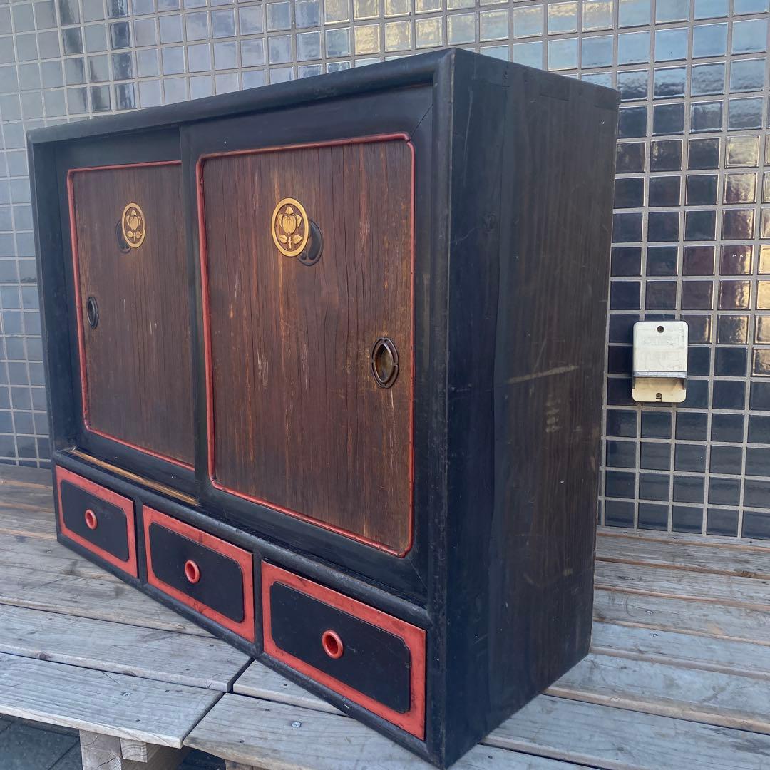 時代物 蒔絵 漆塗り飾り棚 骨董品 大正 大工 アンティーク家具 店舗什器