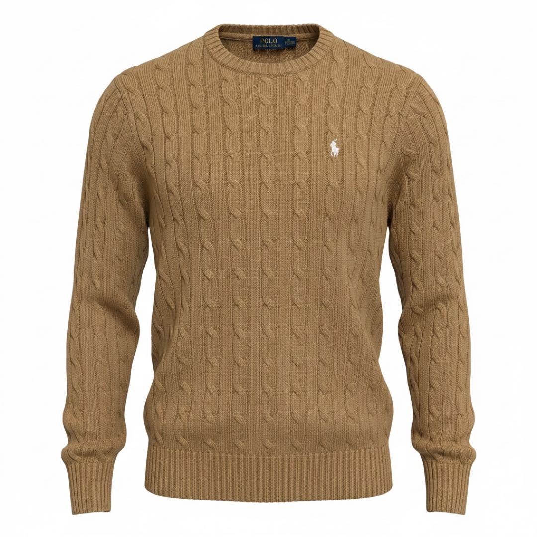 【訳あり】新品 ポロラルフローレン レディース ケーブルニット キャメル L