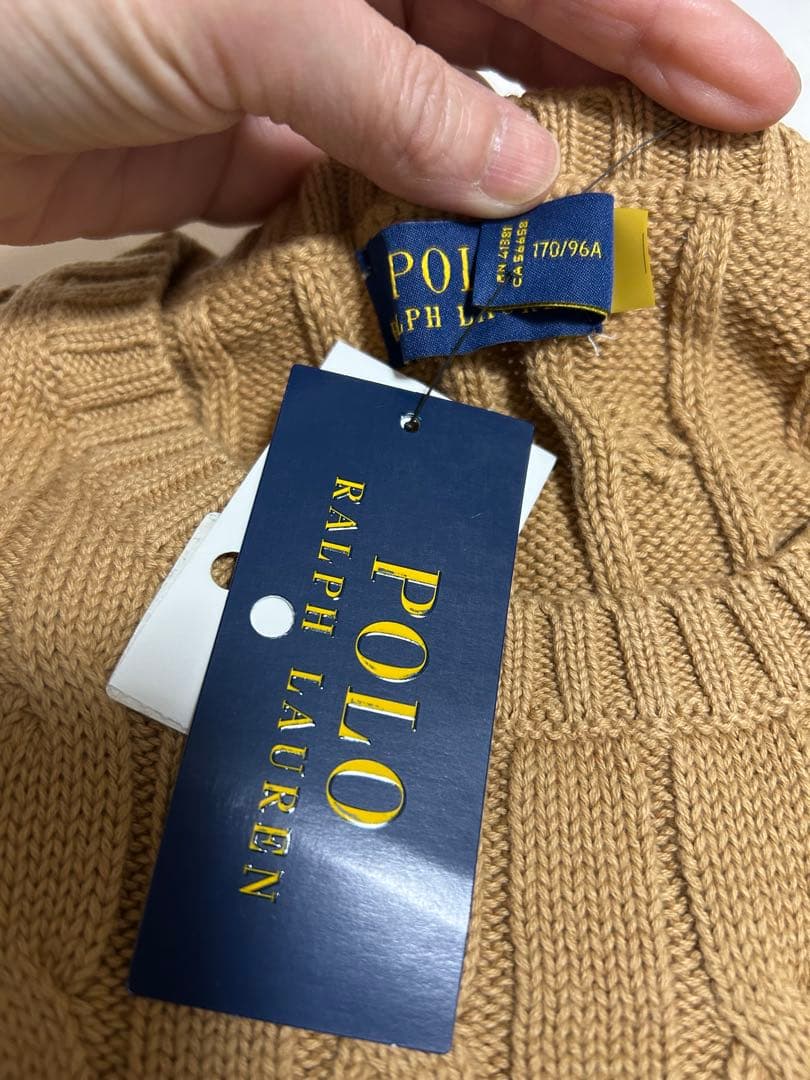 【訳あり】新品 ポロラルフローレン レディース ケーブルニット キャメル L