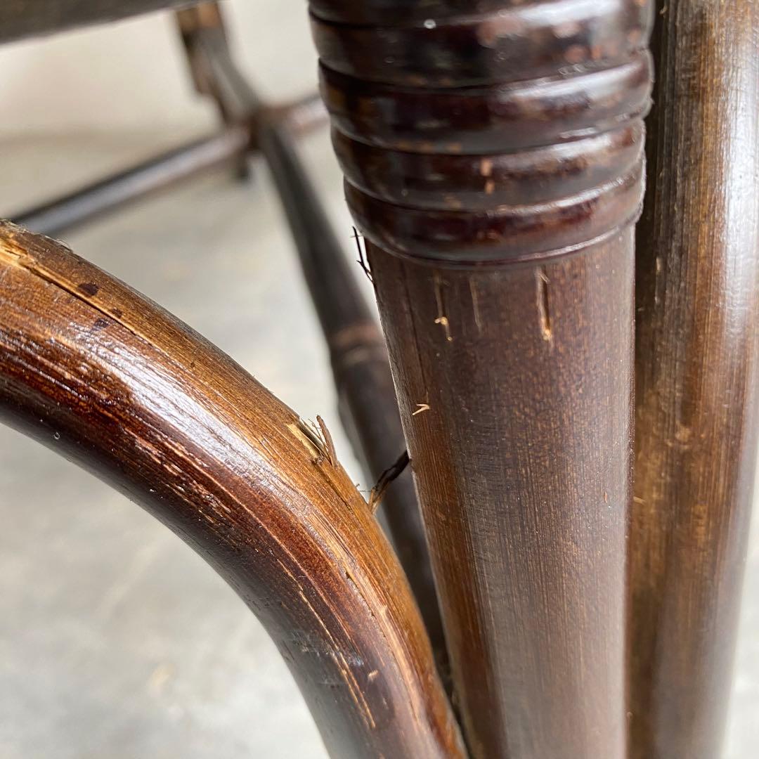 ヴィンテージ ラタン ガラス テーブル 籐 モダン 昭和レトロ z423