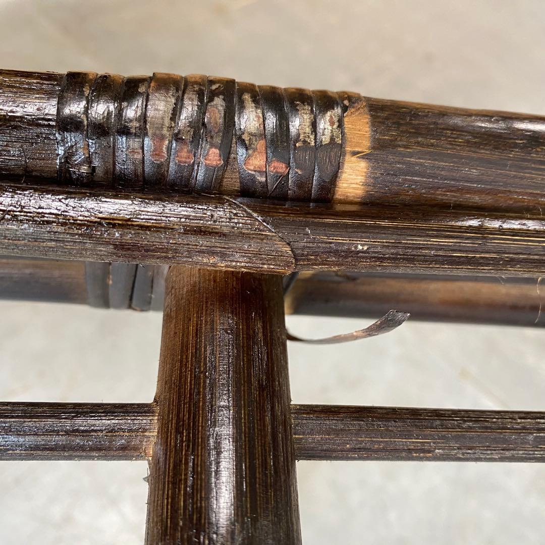 ヴィンテージ ラタン ガラス テーブル 籐 モダン 昭和レトロ z423