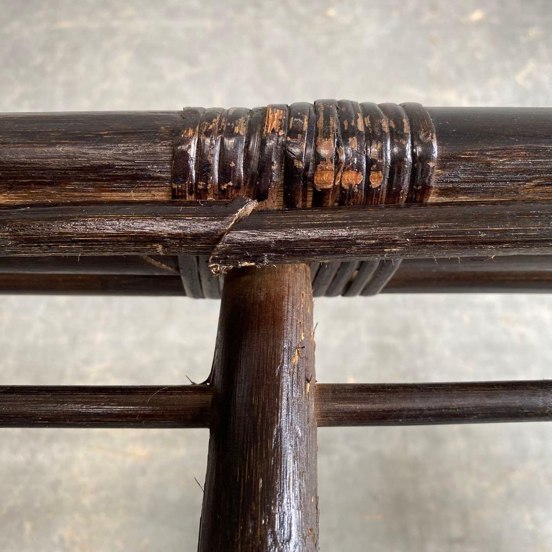 ヴィンテージ ラタン ガラス テーブル 籐 モダン 昭和レトロ z423