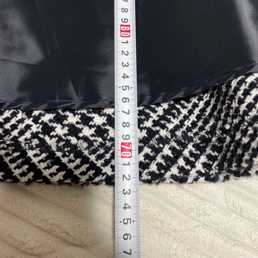 23区　ループヤーン チェック ツイード セミフレアスカート　46サイズ　2XL