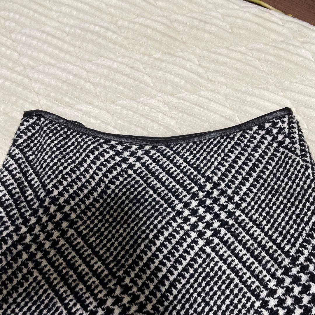 23区　ループヤーン チェック ツイード セミフレアスカート　46サイズ　2XL