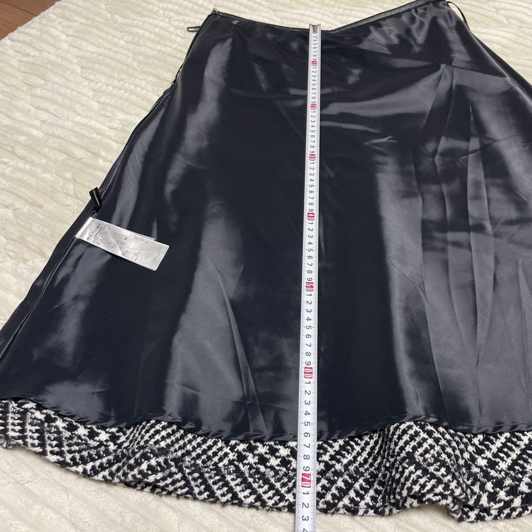 23区　ループヤーン チェック ツイード セミフレアスカート　46サイズ　2XL