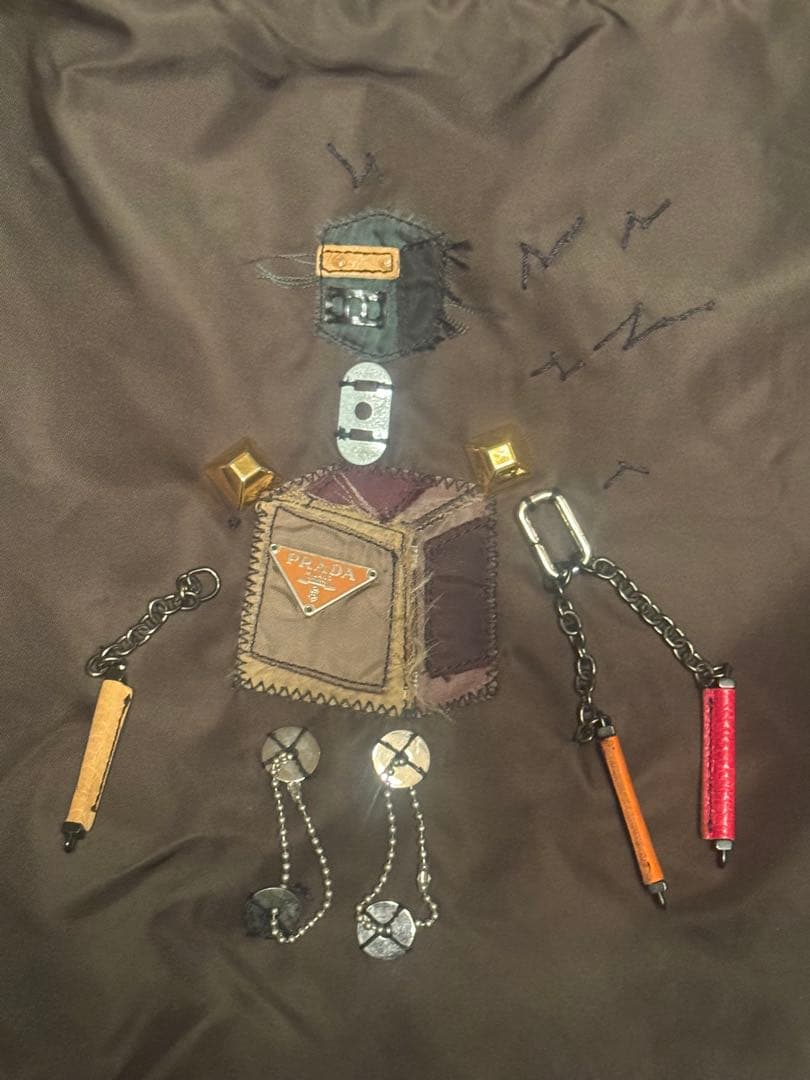 PRADA プラダ ロボット刺繍 ナイロントート 三角ロゴ