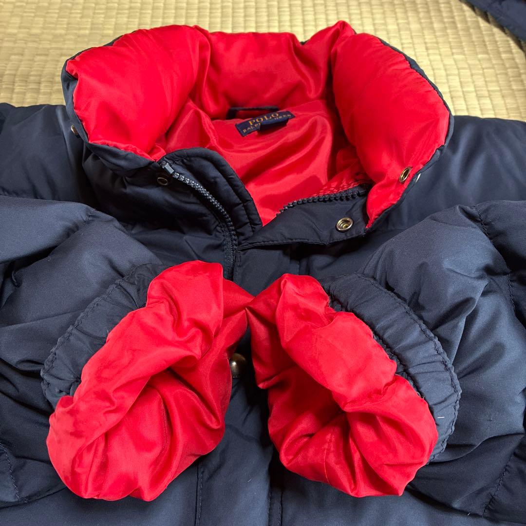 週末セール　美品✨ポロラルフローレンダウン　160 ㎝ ネイビー　裏地レッド