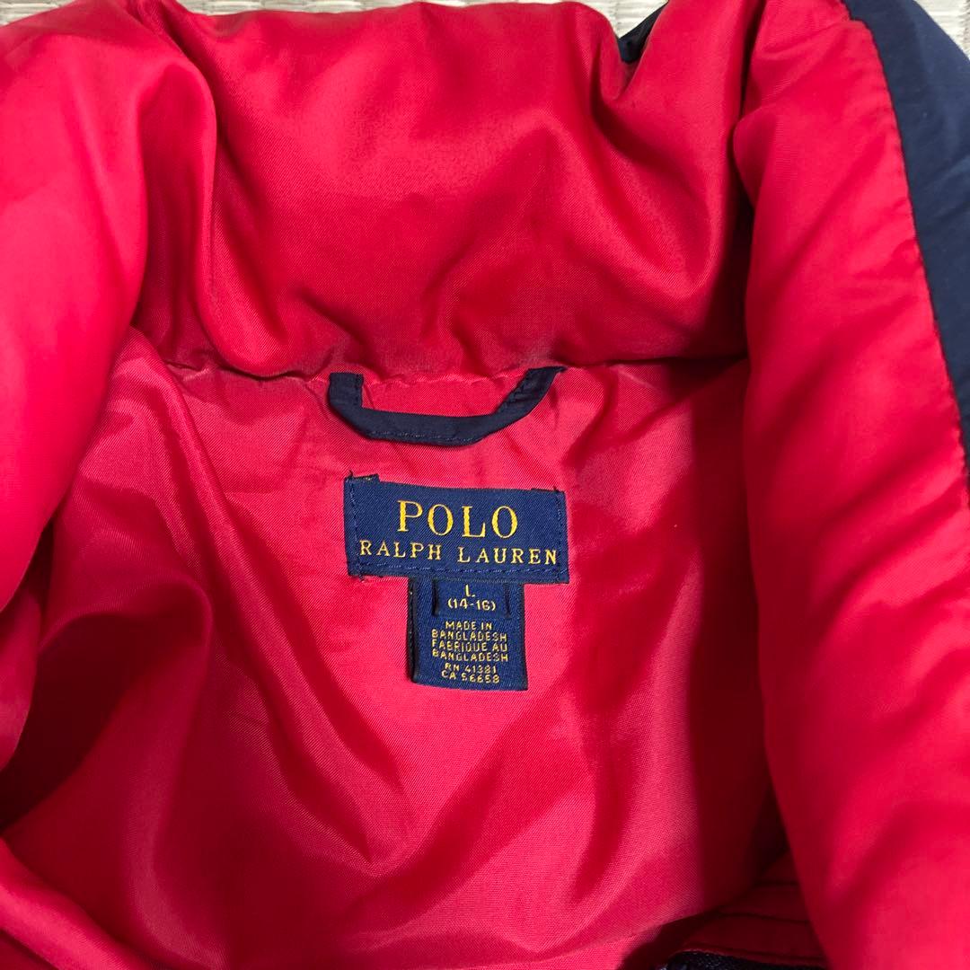 週末セール　美品✨ポロラルフローレンダウン　160 ㎝ ネイビー　裏地レッド