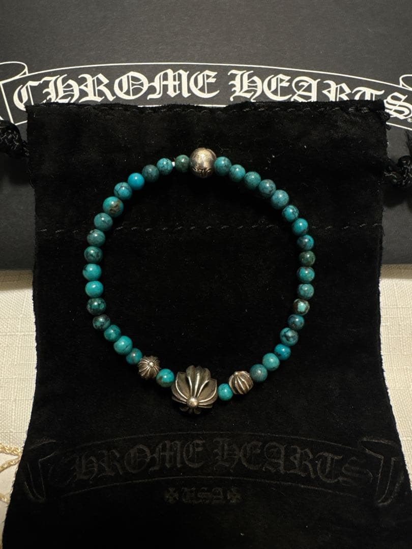 22日限定値下げ　クロムハーツ ビーズブレスレット ターコイズ 4MM