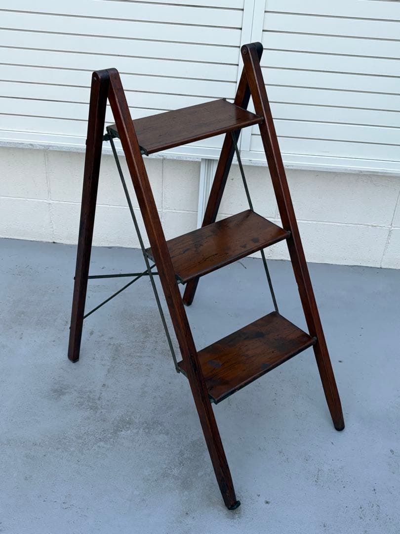 1970年代 ビンテージ 木製折畳脚立 ミッドセンチュリー