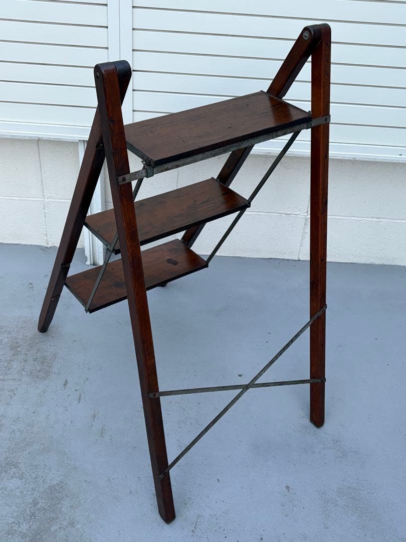 1970年代 ビンテージ 木製折畳脚立 ミッドセンチュリー