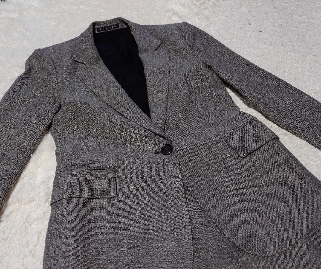 theory セオリー グレー ツイード パンツスーツ 上下 S 美品