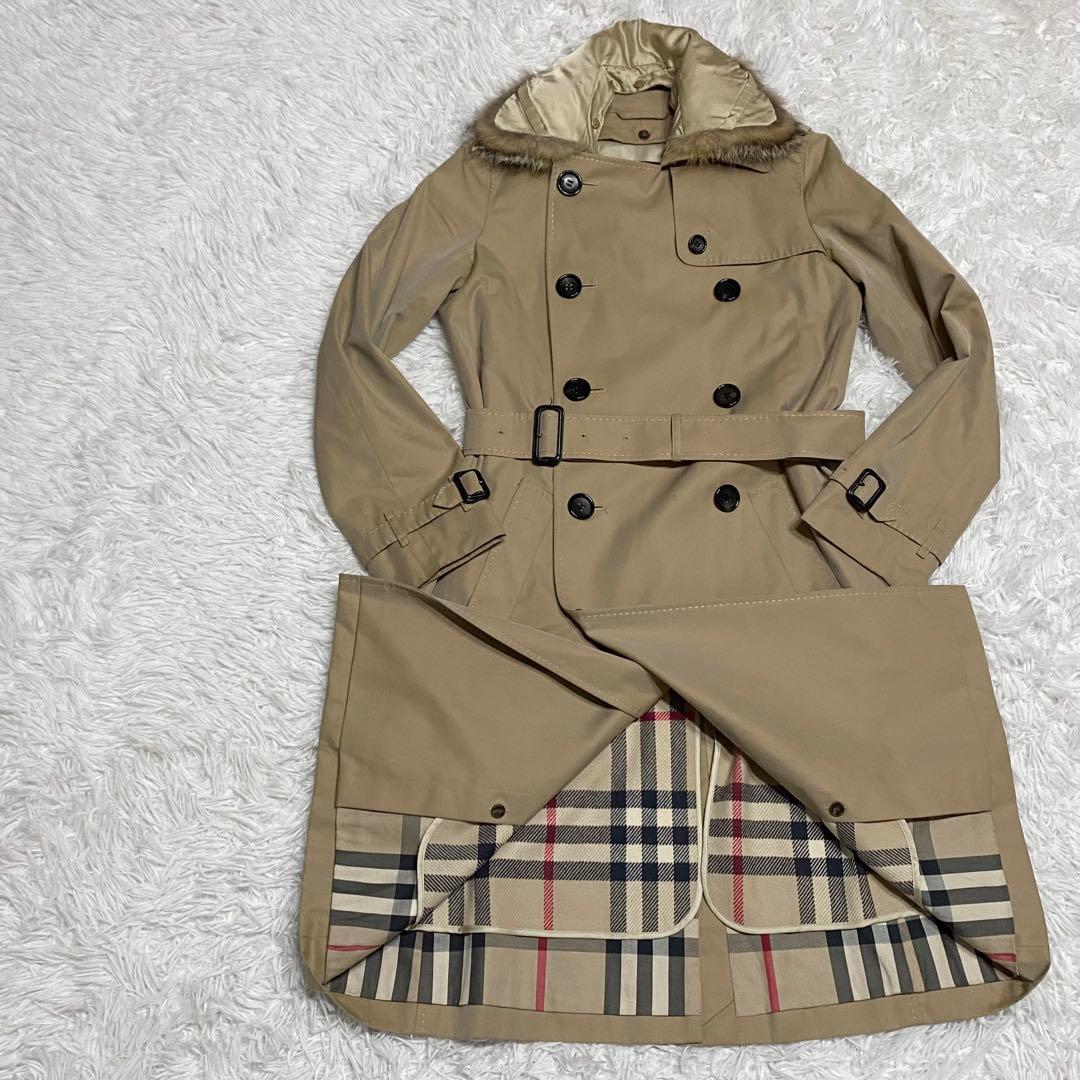 【希少】バーバリーロンドン・トレンチコート・ウールライナー・ファー・ベージュ