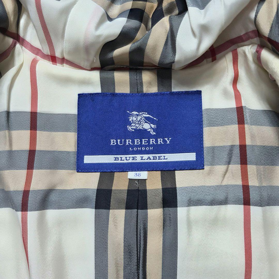 バーバリーブルーレーベル ダッフルコート メガチェック アンゴラ混 M