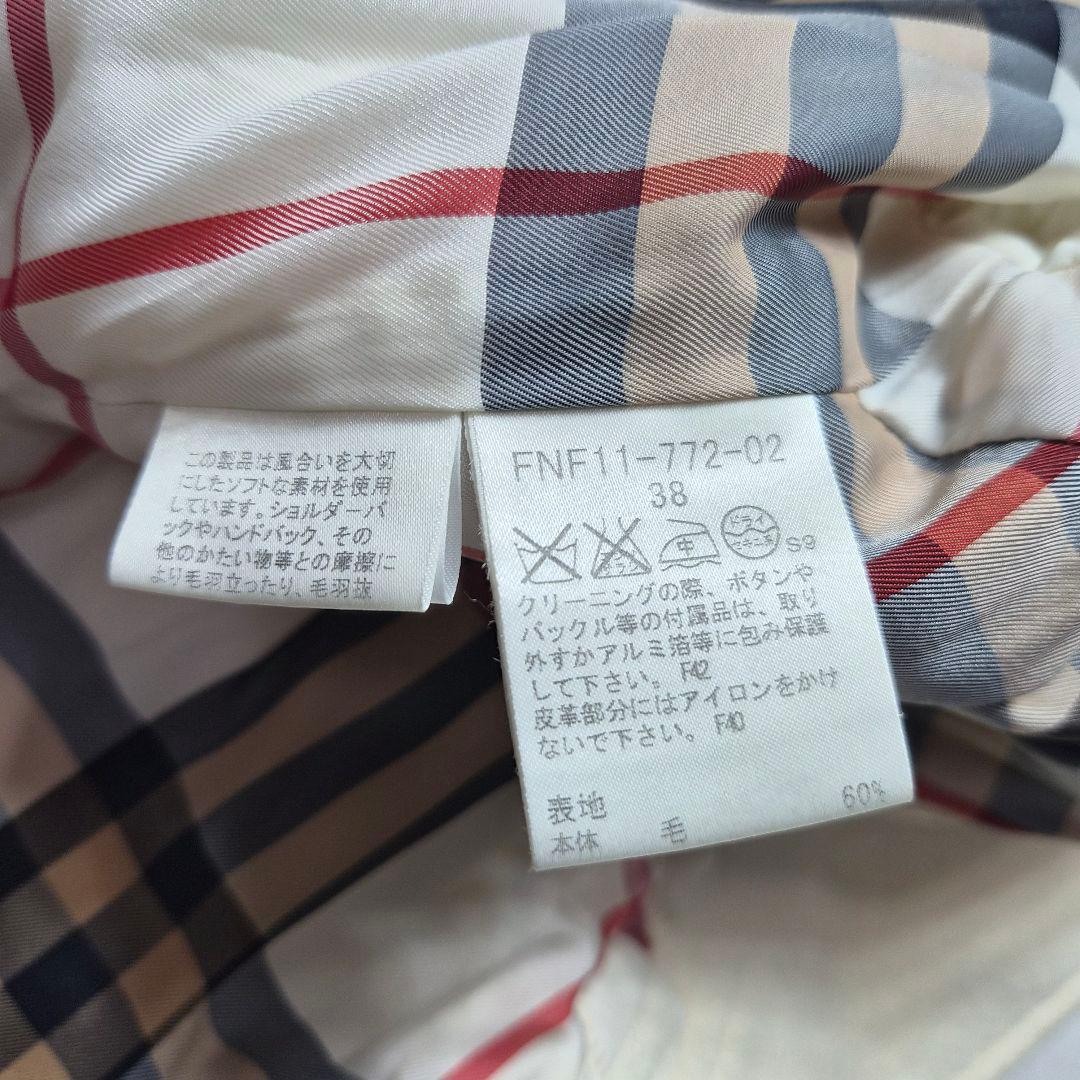 バーバリーブルーレーベル ダッフルコート メガチェック アンゴラ混 M