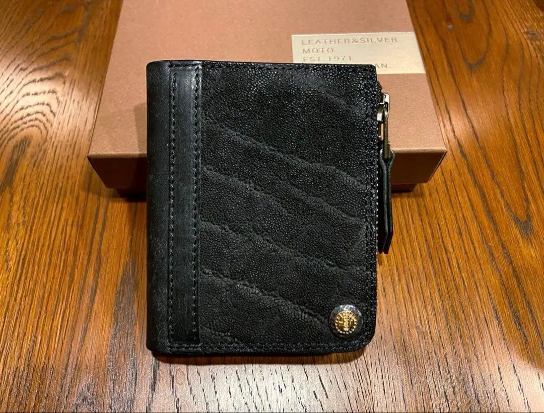 MOTO モト FW4 エレファント コンパクトジップ ウォレット ブラック