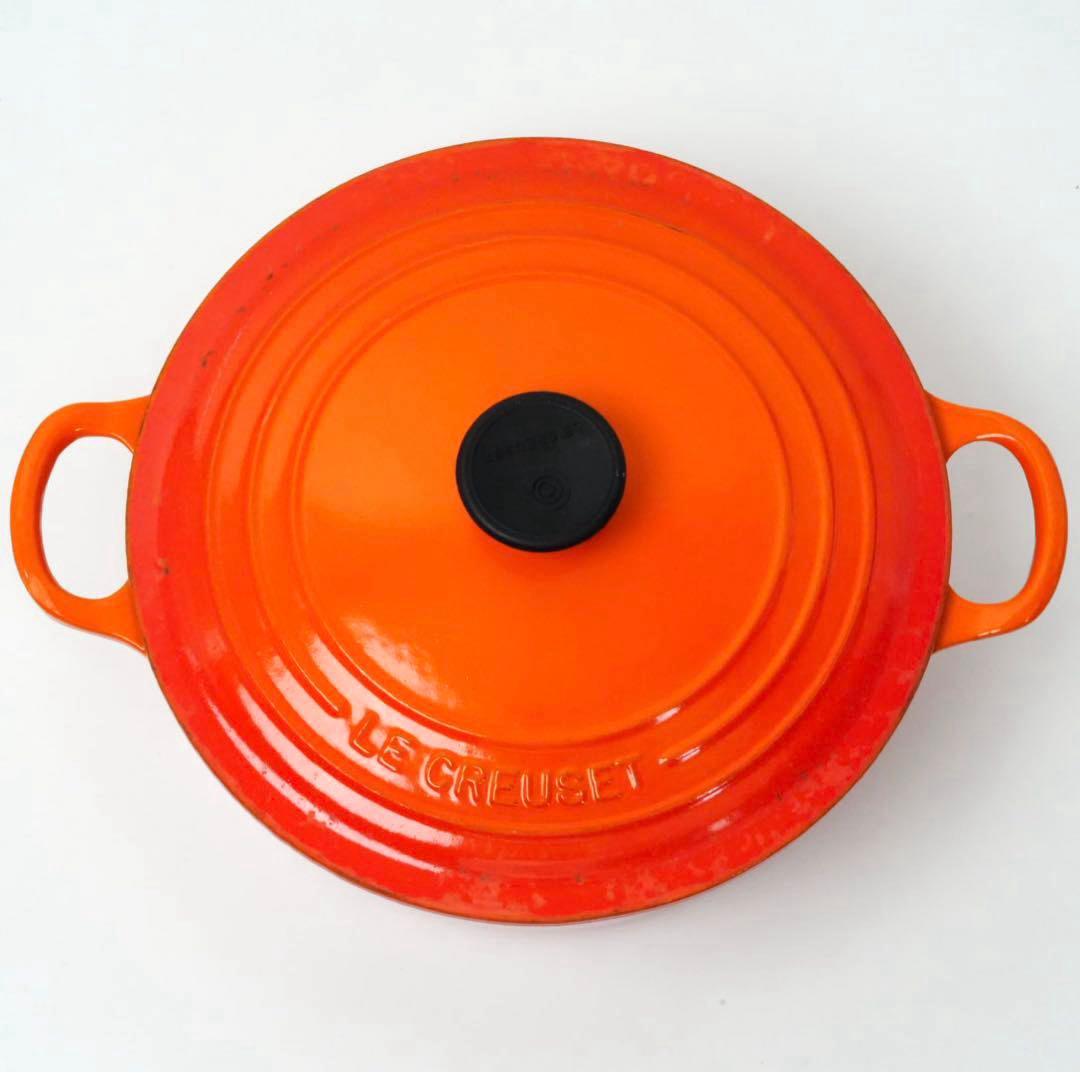 【美品】LE CREUSET　ココット ロンド オレンジ　22cm