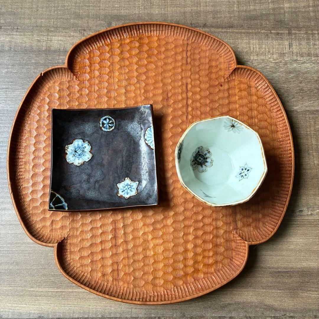 【極美品】muddy 真泥 村山朋子さん 花柄小鉢＆角皿セット