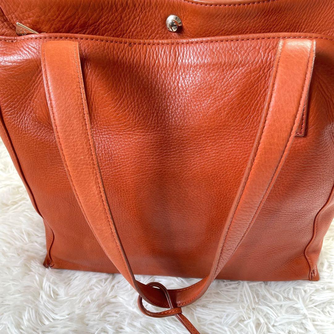 aniaryアニアリ ブラウンレザートートバッグA4収納可能 肩掛け可能