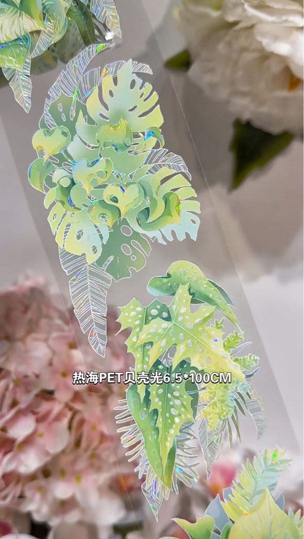 【9453】海外　マステ　3/5/巻　貝殻光マスキングテープ葉っぱ　自然　装飾系