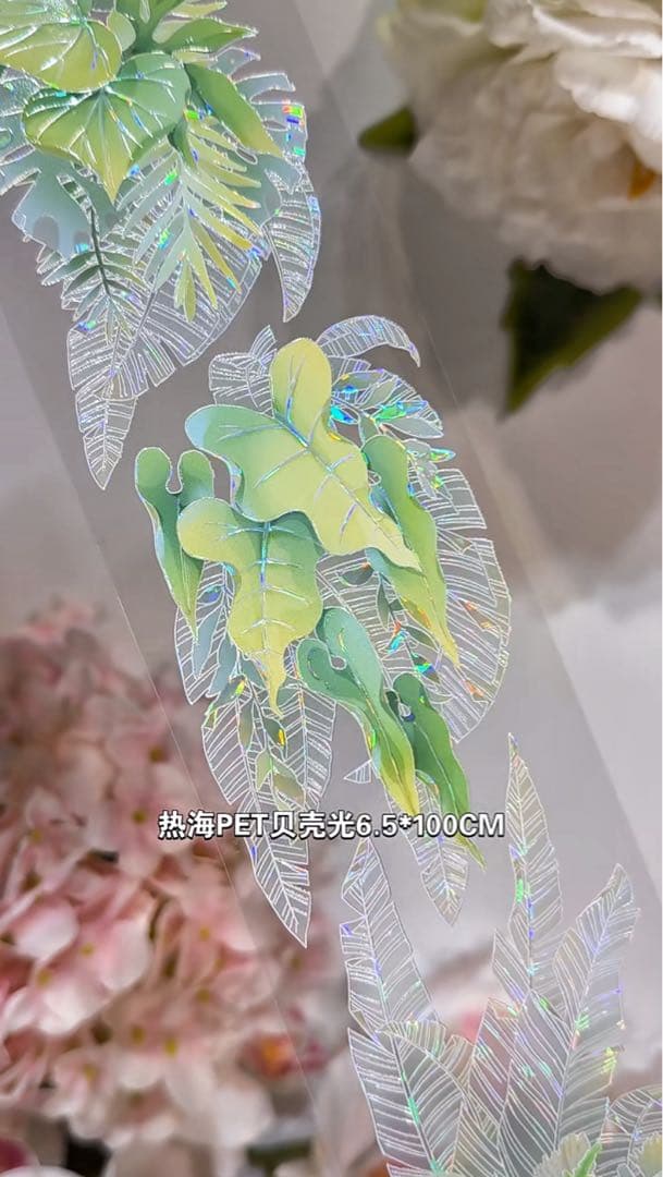 【9453】海外　マステ　3/5/巻　貝殻光マスキングテープ葉っぱ　自然　装飾系