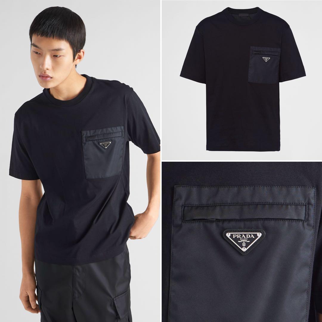 PRADA 24ss トライアングルロゴ Re-NylonジャージーTシャツ
