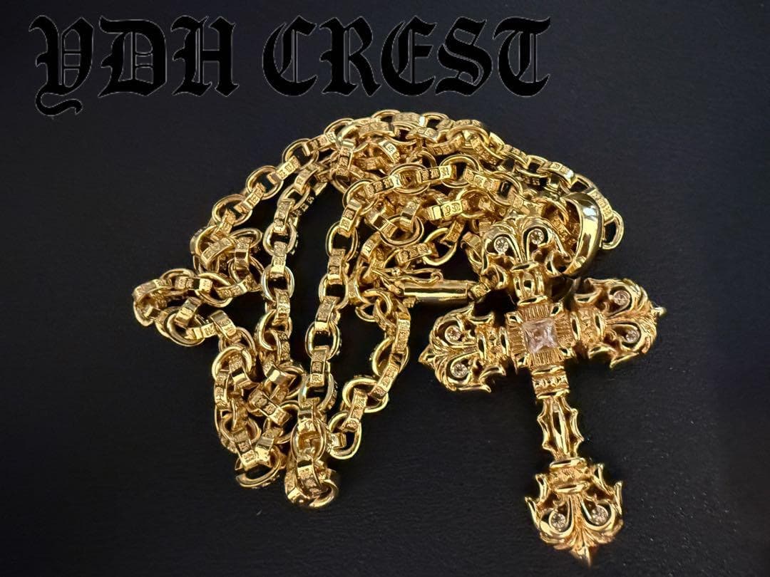 ★CKRGT　22K金メッキS925　チャクラ型クロス＊ストーン　刻印有り