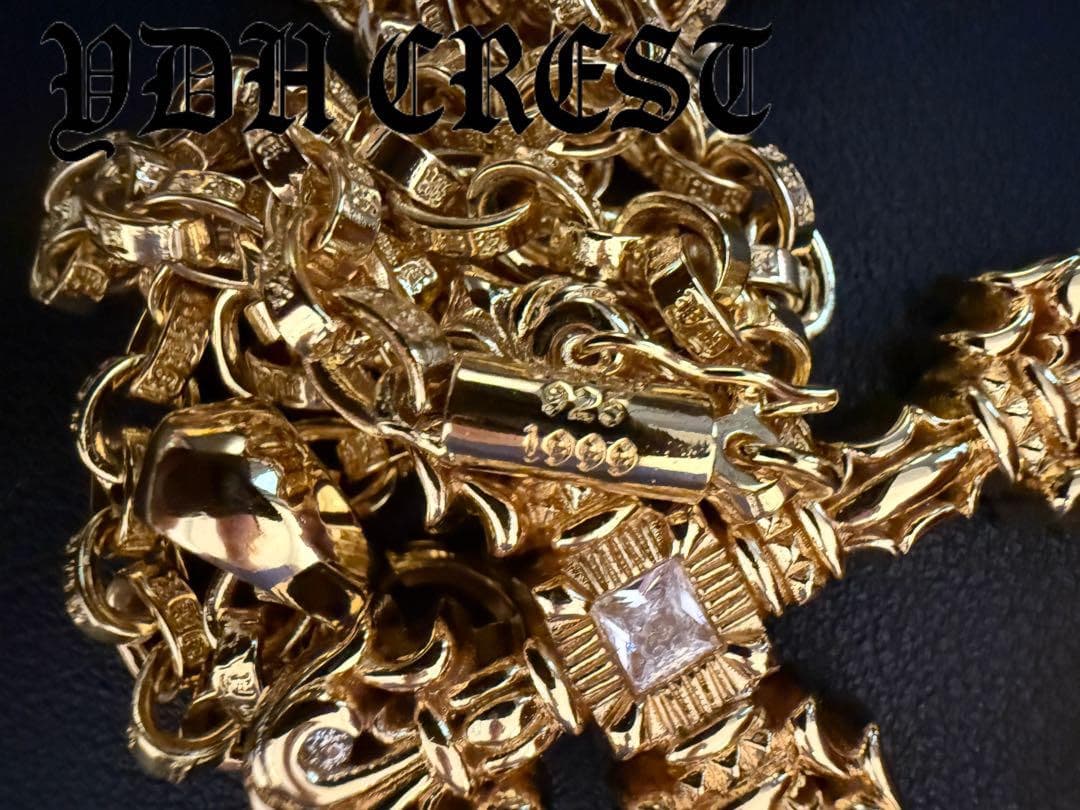 ★CKRGT　22K金メッキS925　チャクラ型クロス＊ストーン　刻印有り