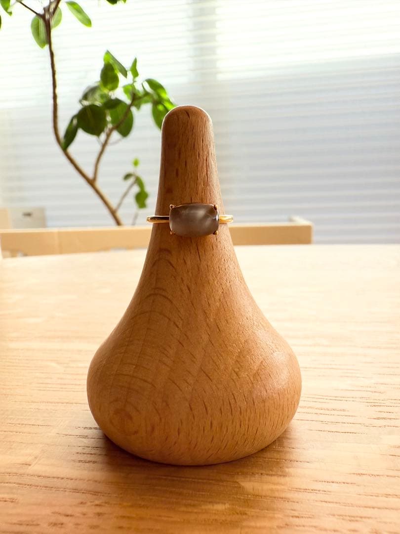 TSUTSUMI K10YG グレームーンストーン リング 9号 ダイヤ 極美品